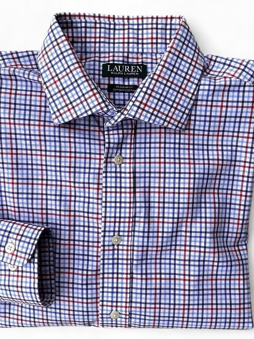 Lauren Ralph Lauren Red/Blue Plaid Button-Down Shirt Large